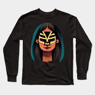 Mayan Luchador Woman Long Sleeve T-Shirt